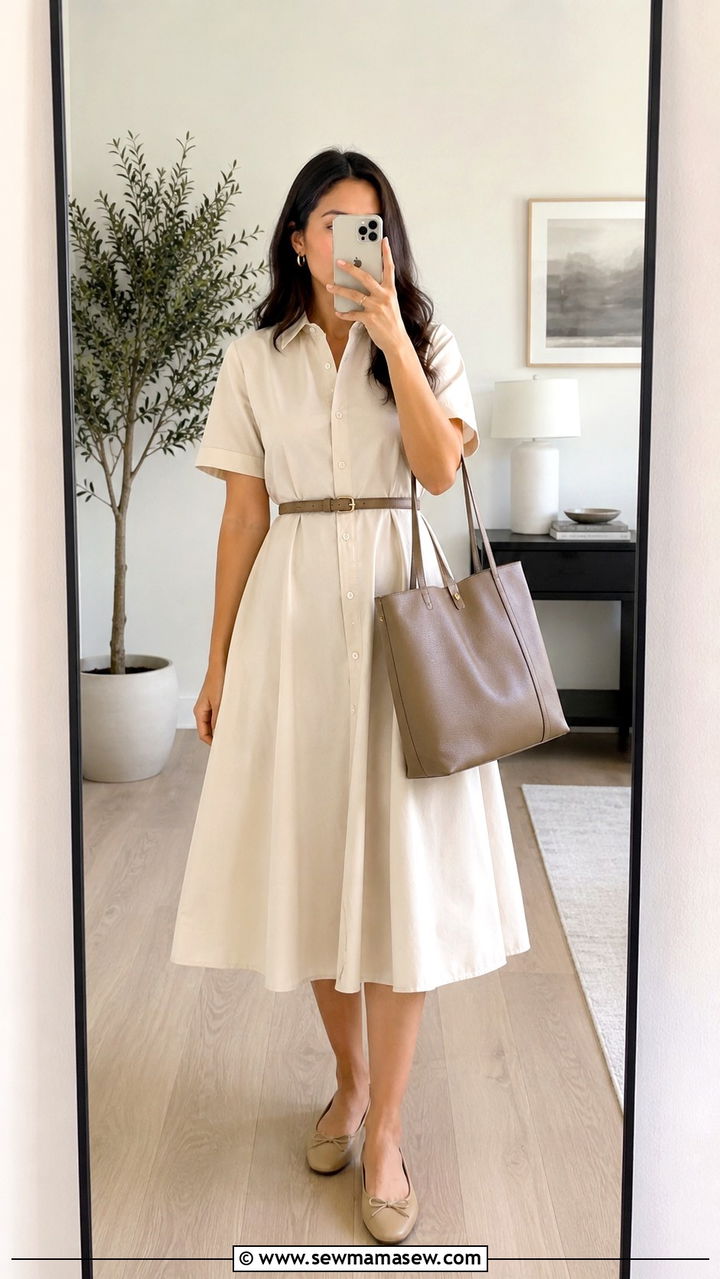 A Line Midi Dress Outfit to Hide Tummy - 20 Dresses to hide belly fat