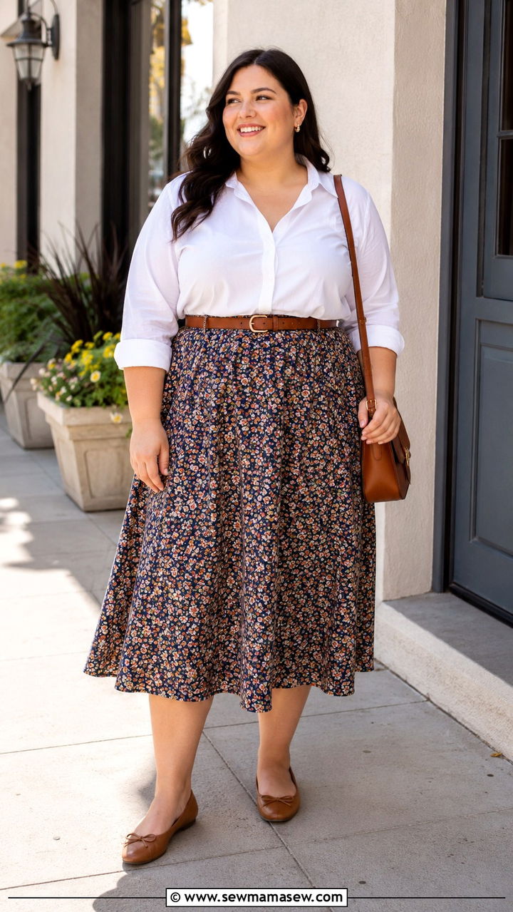 A Line Midi Skirt Outfit Plus Size - 30 Spring outfits for curvy women