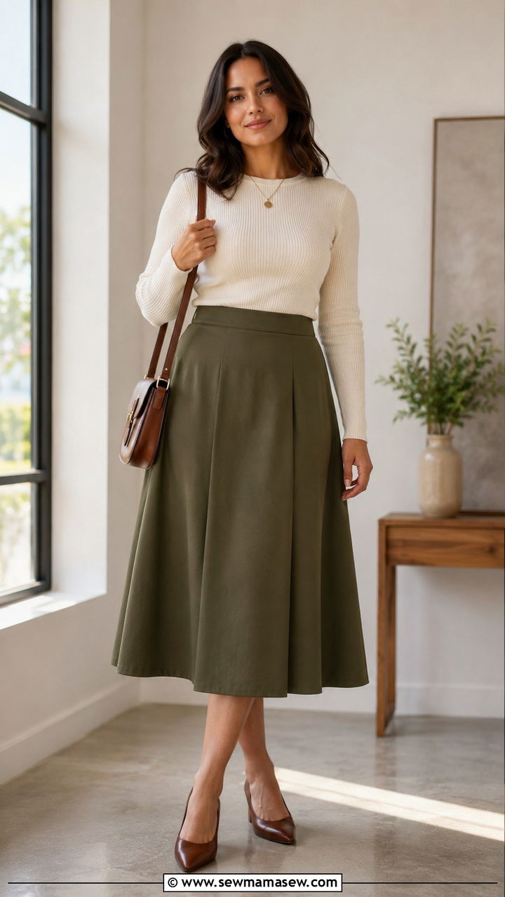A Line Midi Skirt Work Look Pear Shape - 25 Outfit ideas for pear shape for work