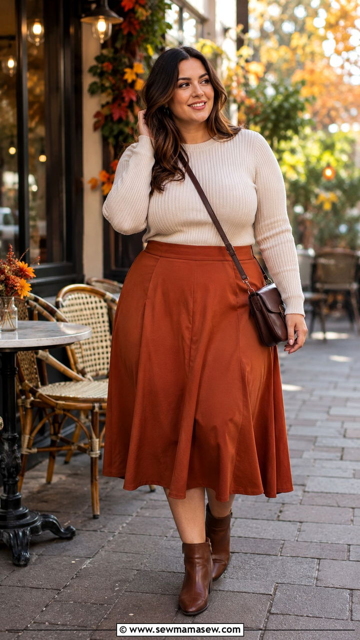 A Line Midi Skirt for Size 14 Hourglass - 25 Outfit ideas for size 14 hourglass