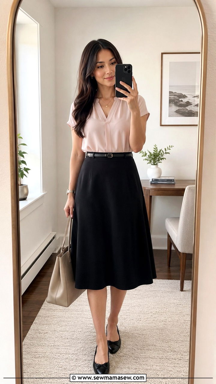 A Line Midi Skirt with Blouse Paralegal Outfit - 25 Paralegal outfit ideas