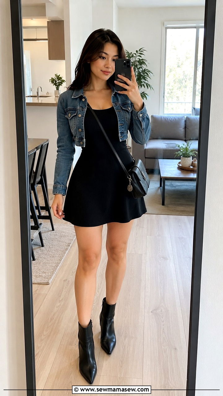 A Line Mini Dress With Ankle Boots - 25 Petite outfit ideas with short torso