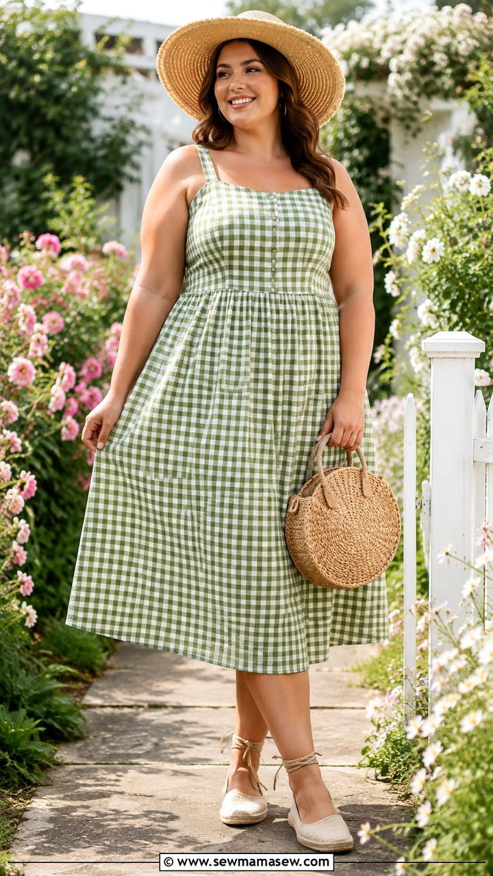 A Line Sundress With Straw Hat - 25 Plus size outfit ideas size 16 summer