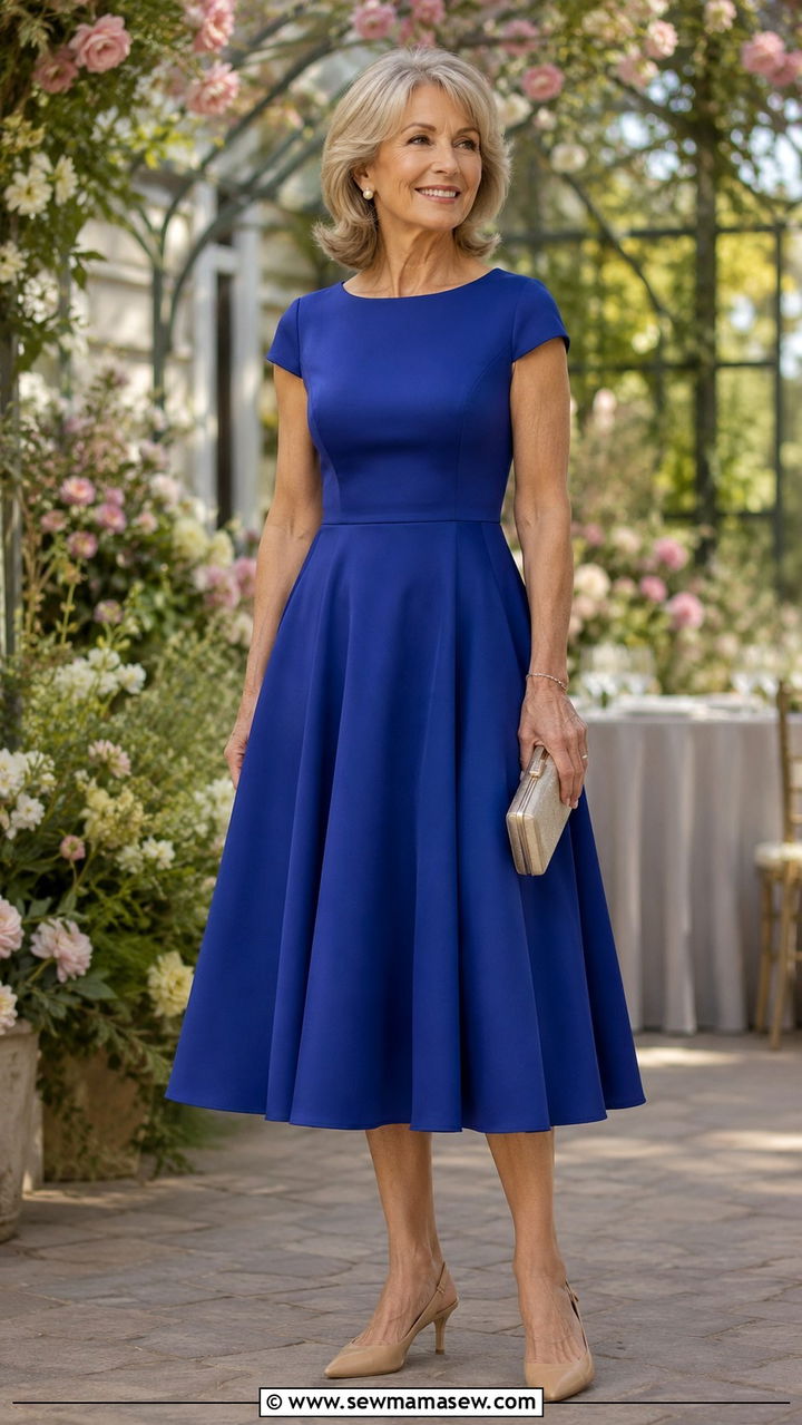 A Line Tea Length Dress With Heels For Party - 30 Party outfits for women over 50