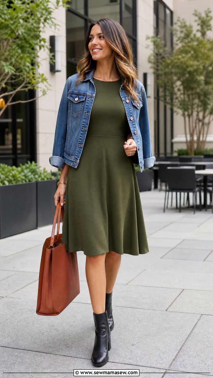 A line Dress With Ankle Boots - 25 Business casual outfits with dress