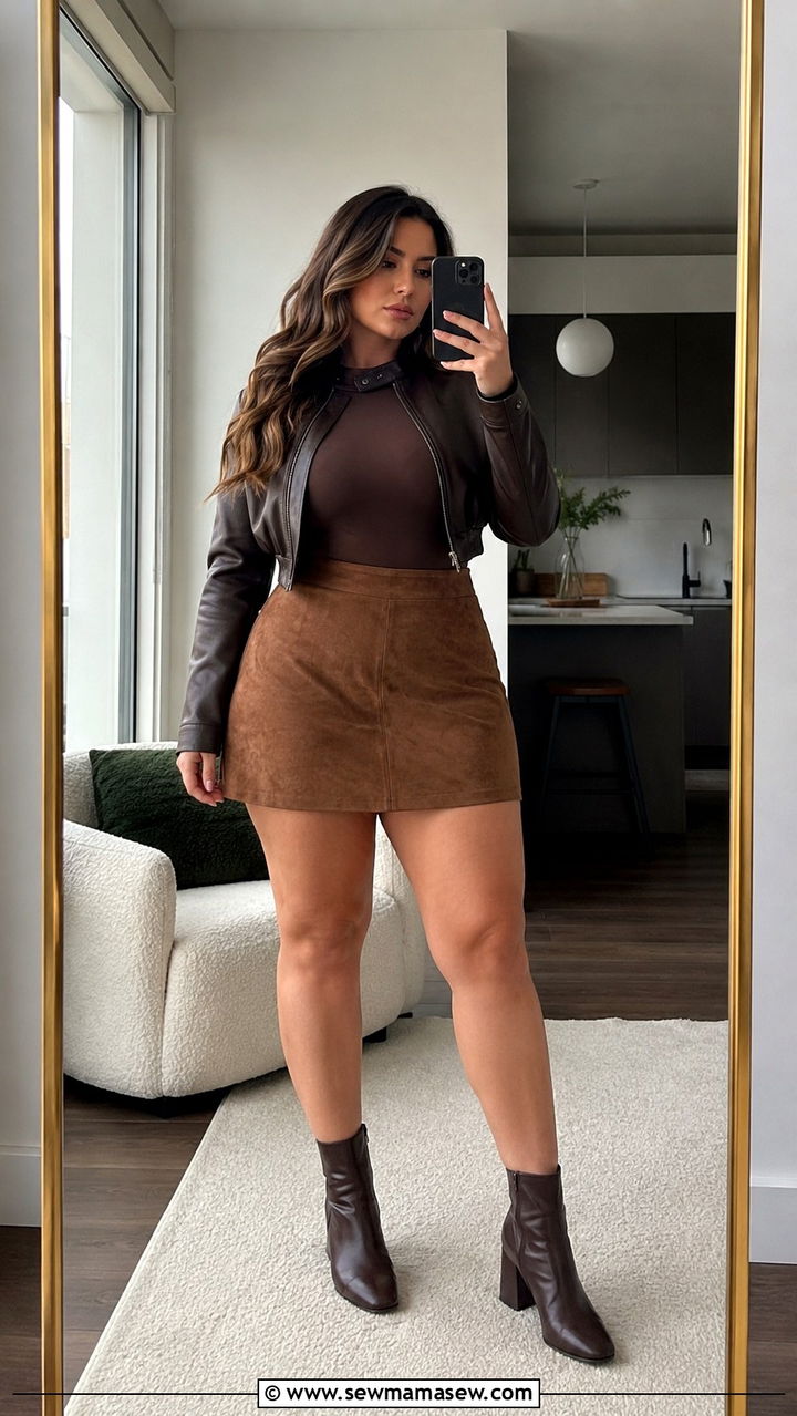 A line mini skirt with ankle boots - 25 Outfit ideas for thick thighs