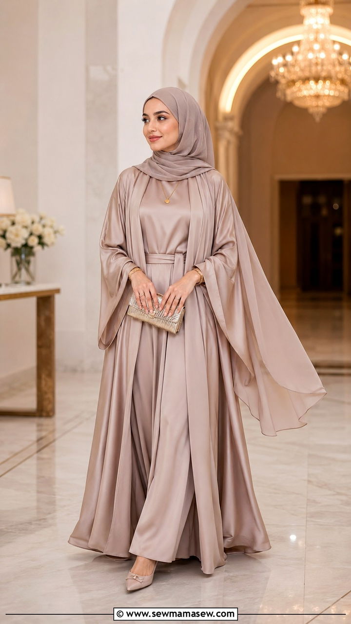 Abaya Set With Coordinating Hijab - 30 modest graduation outfit ideas