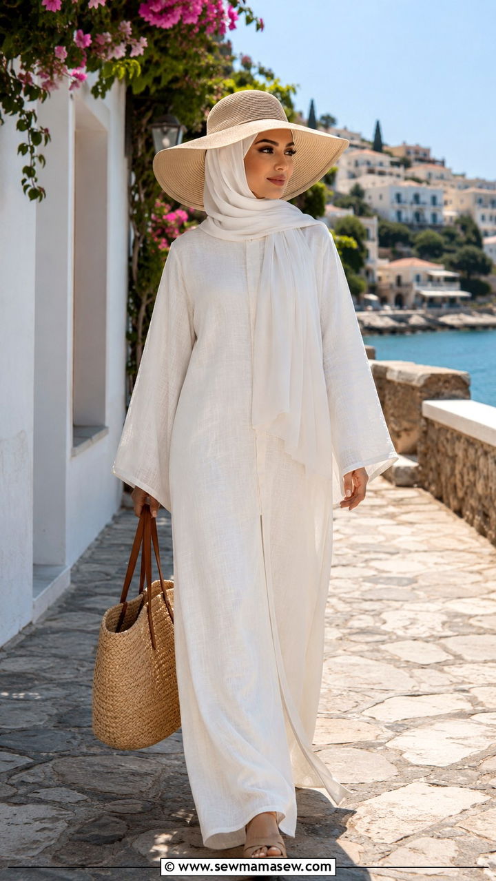 Abaya With Wedge Espadrilles And Floppy Hat - 30 Modest outfit ideas with abaya