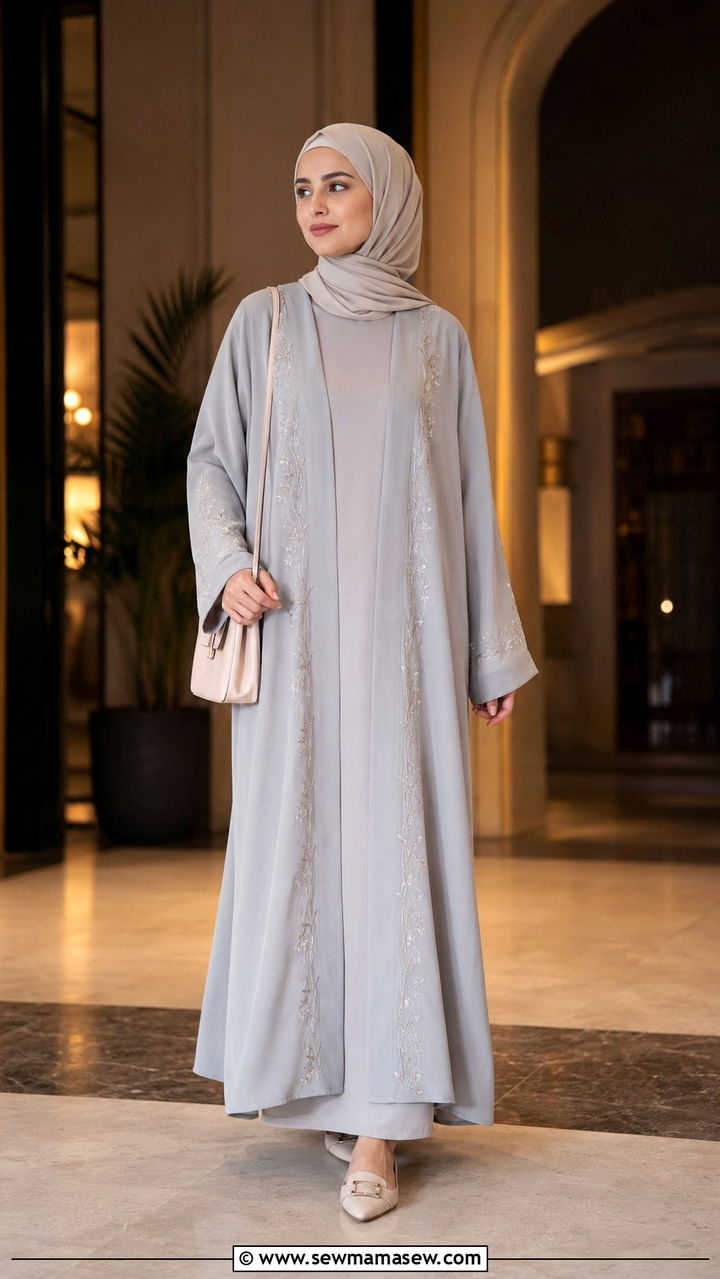 Abaya style long dress outfit - 20 Modest outfit ideas for Turkey