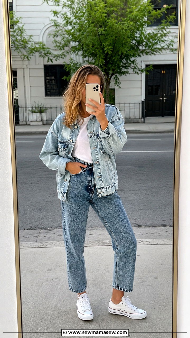 Acid Wash Jeans With Denim Jacket - 25 Acid wash jeans outfit ideas