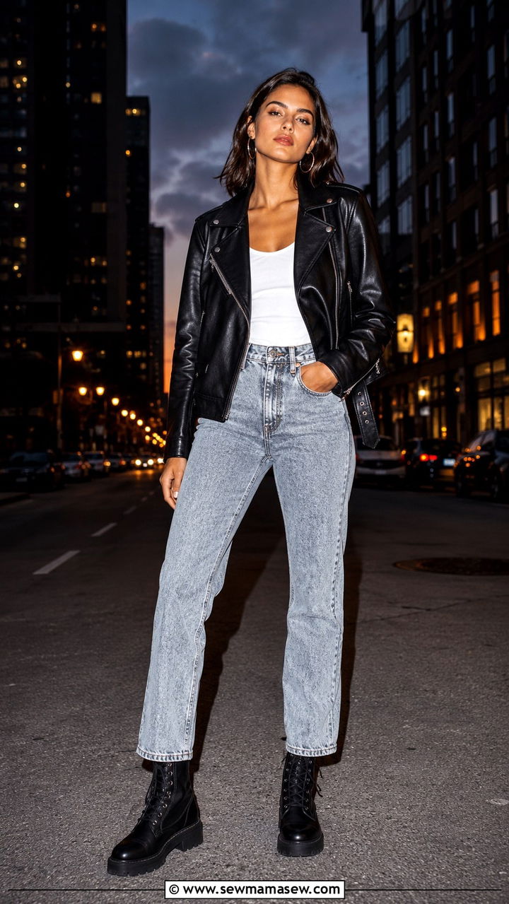Acid Wash Jeans With Leather Jacket - 25 Acid wash jeans outfit ideas