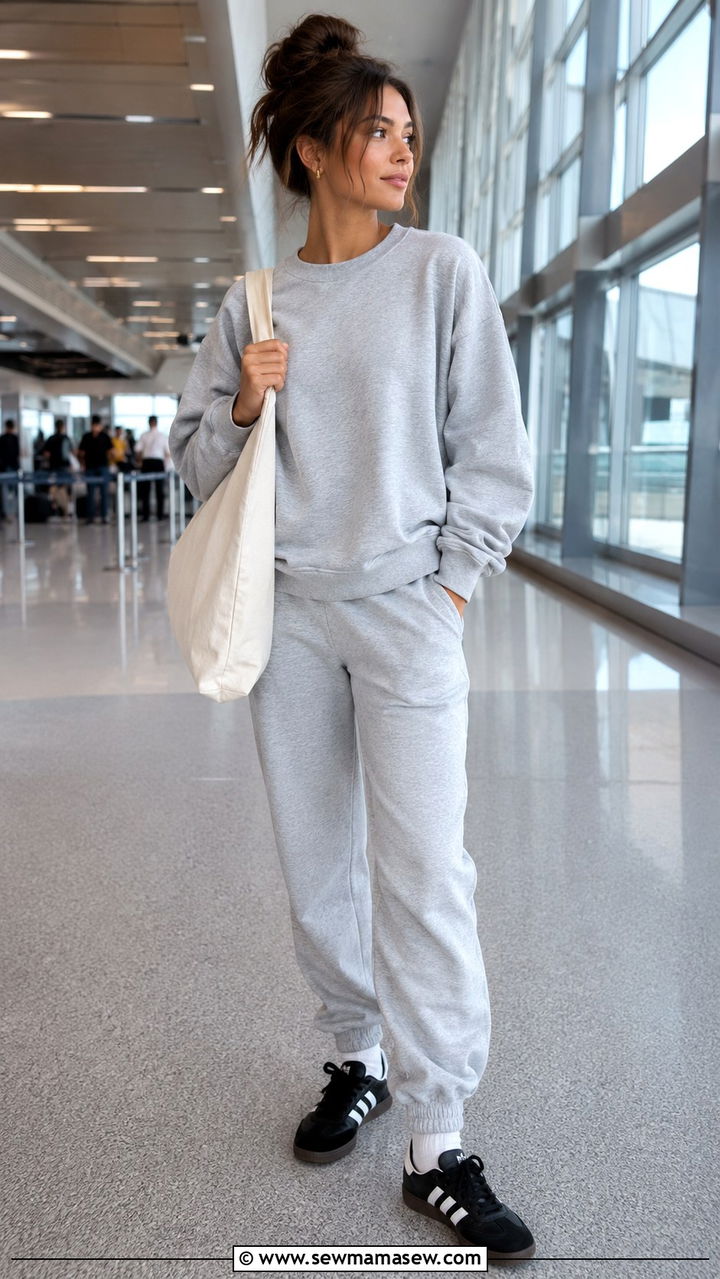 Adidas Samba with sweatpants and crewneck - 25 Adidas Samba outfit ideas
