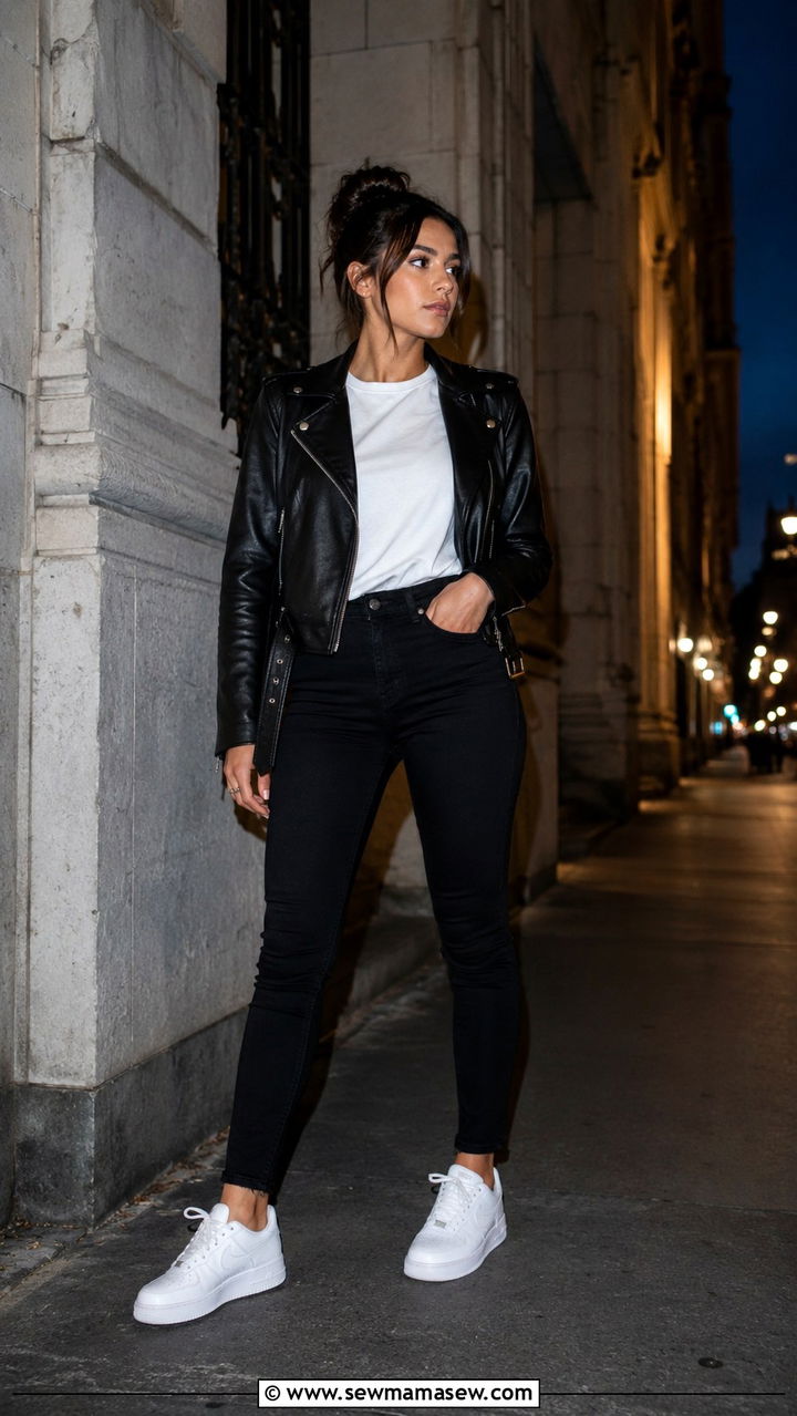 Air Force 1 leather jacket look - 30 How to style Nike Air Force 1