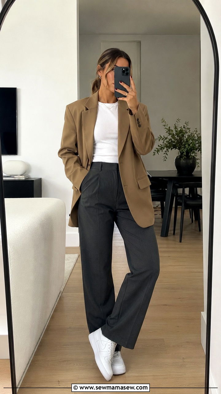 Air Force 1 with blazer and trousers - 30 How to style Nike Air Force 1