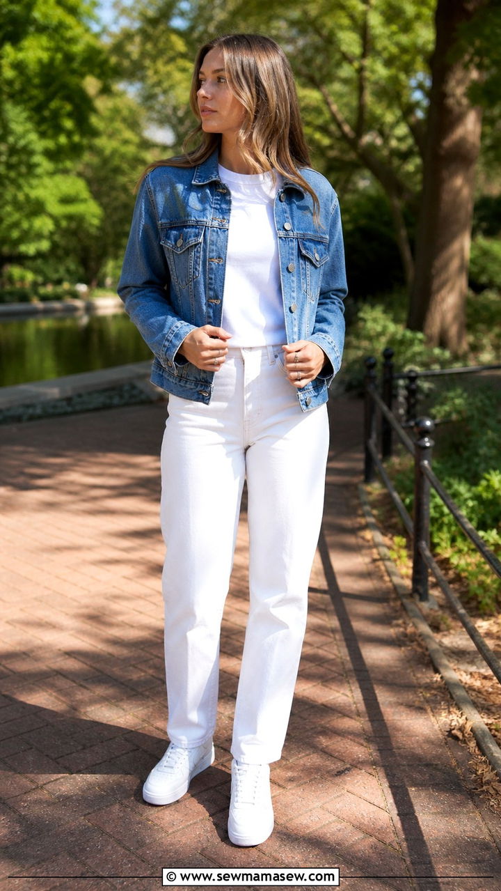 Air Force 1 with denim jacket - 40 Nike Air Force 1 outfit ideas