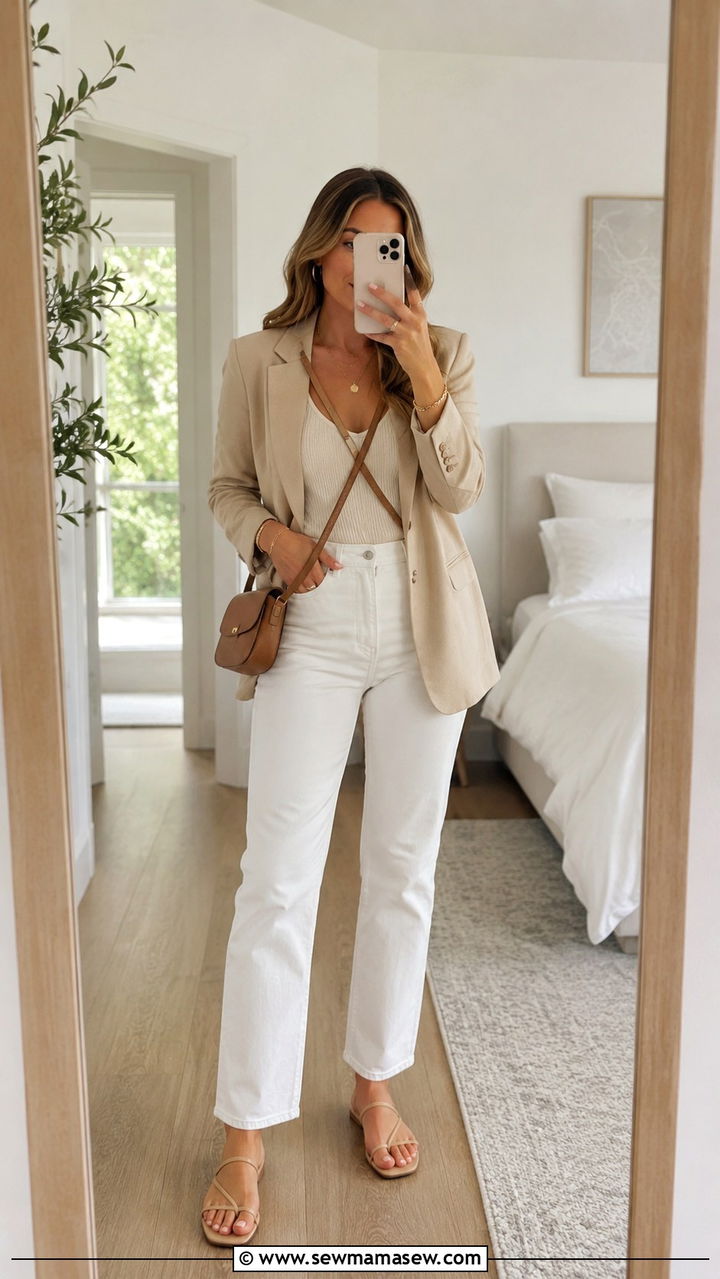 Airport knit co ord set with white sneakers - 30 Spring travel capsule wardrobe