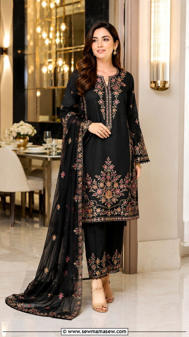 Ajrak Block Print Kurta with White Trousers - 25 Multan outfit ideas