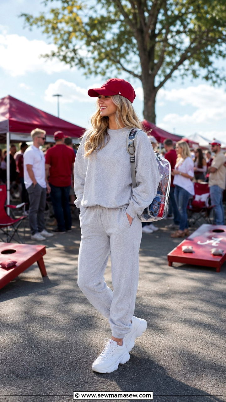 Alabama jogger set with chunky sneakers - 20 Gameday outfit ideas Alabama