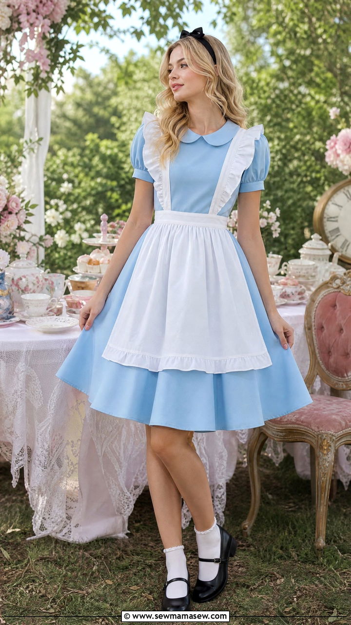 Alice In Wonderland Inspired Light Blue Dress With White Apron Skirt - 40 Disney trip outfit ideas