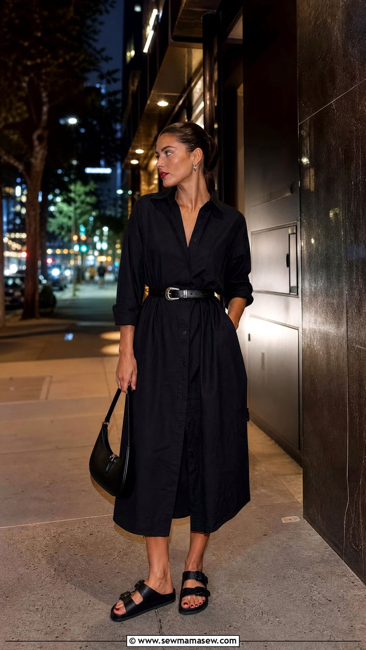 All Black Birkenstock Outfit With A Shirt Dress - 25 How to style birkenstocks