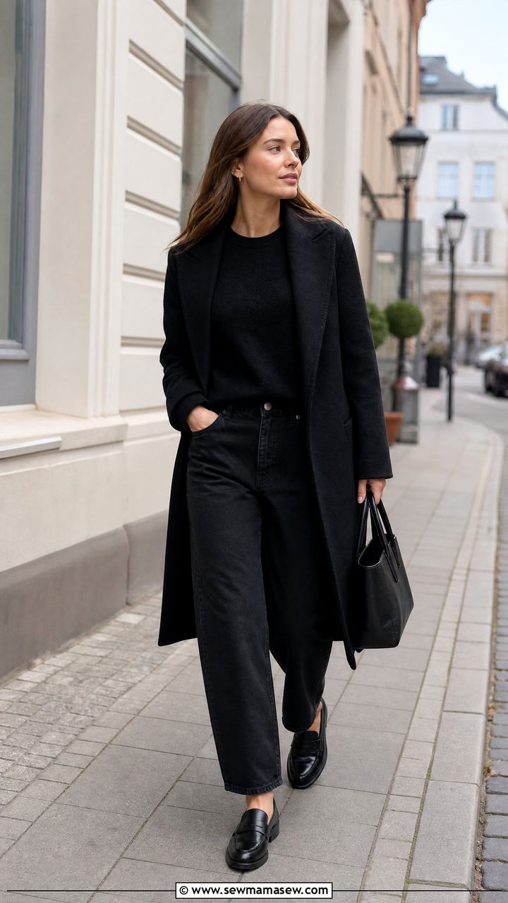 All Black Casual Scandi Outfit With Relaxed Silhouettes - 30 casual scandinavian outfits