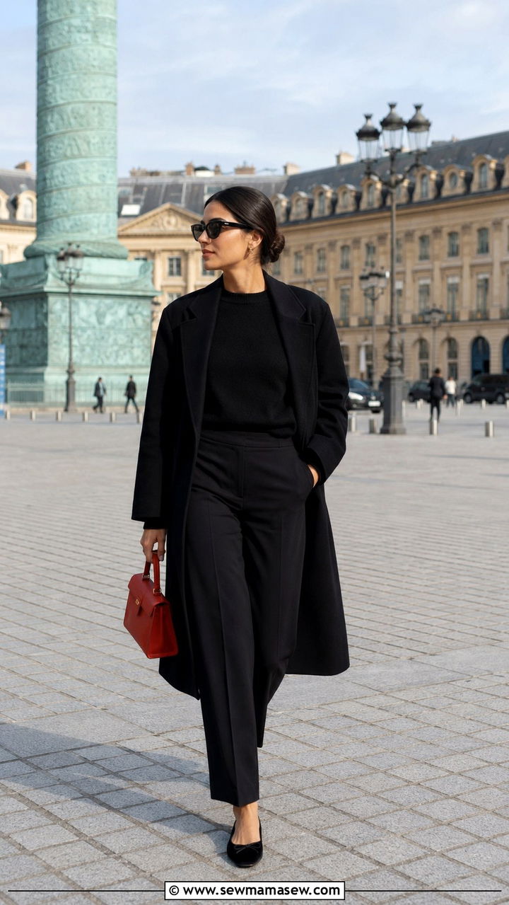 All Black Ensemble With Statement Bag - 30 cute Paris outfits