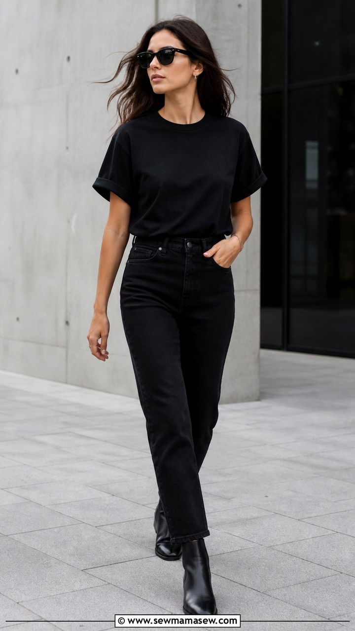 All Black Ensemble with Black Jeans and Black Boots - 40 casual jeans outfits
