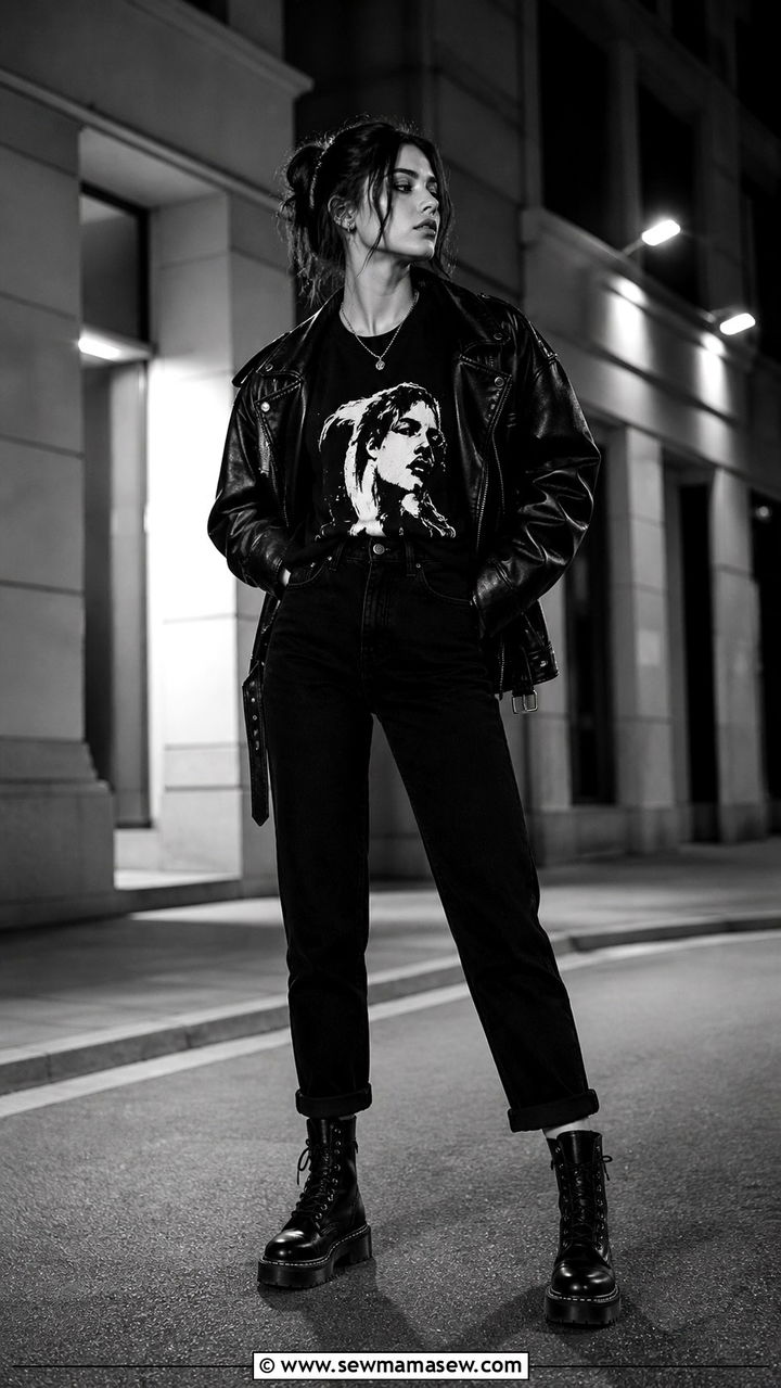 All Black Graphic Tee Outfit - 40 casual graphic tee outfits