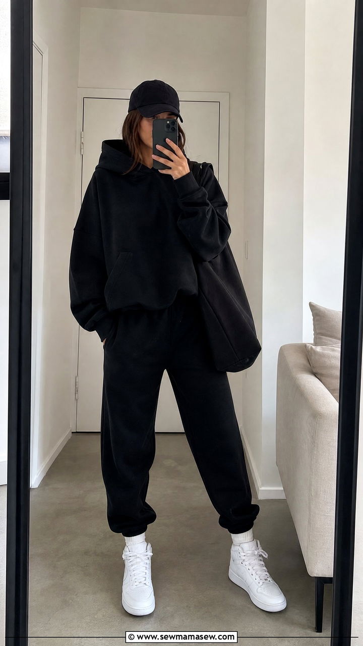 All Black Hoodie and Joggers Matching Set Outfit - 25 Hoodie and joggers matching set outfit ideas