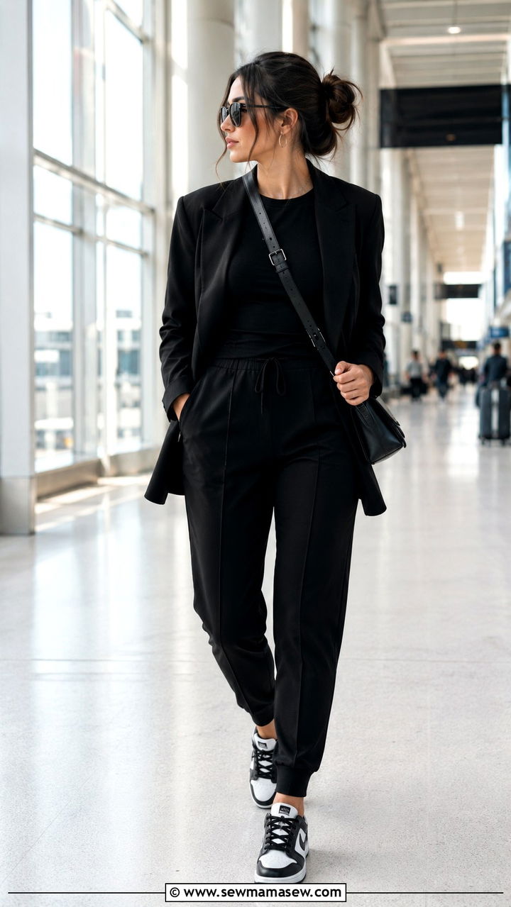 All Black Joggers Airport Outfit - 25 Airport outfit ideas with joggers
