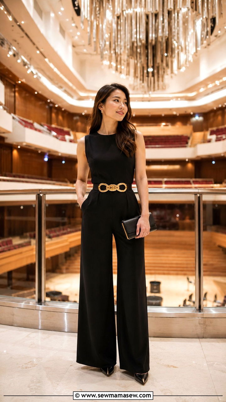 All Black Jumpsuit With Statement Belt - 25 Petite outfit ideas for concert