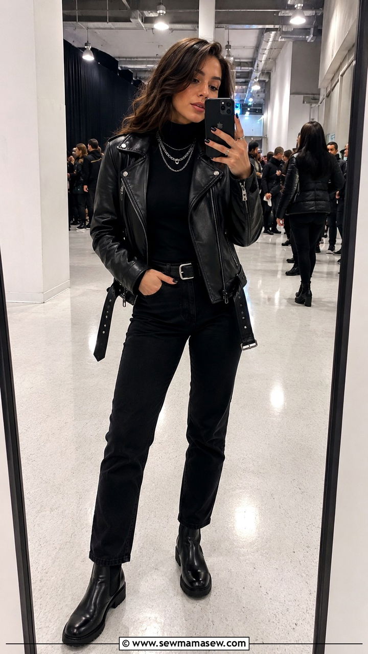 All Black Layered Winter Concert Outfit - 25 seasonal concert outfit ideas