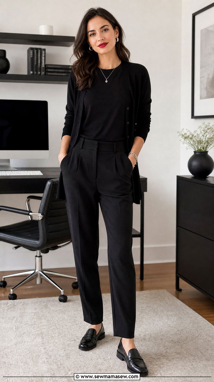 All Black Layers Home Office Outfit - 25 Home office outfit ideas