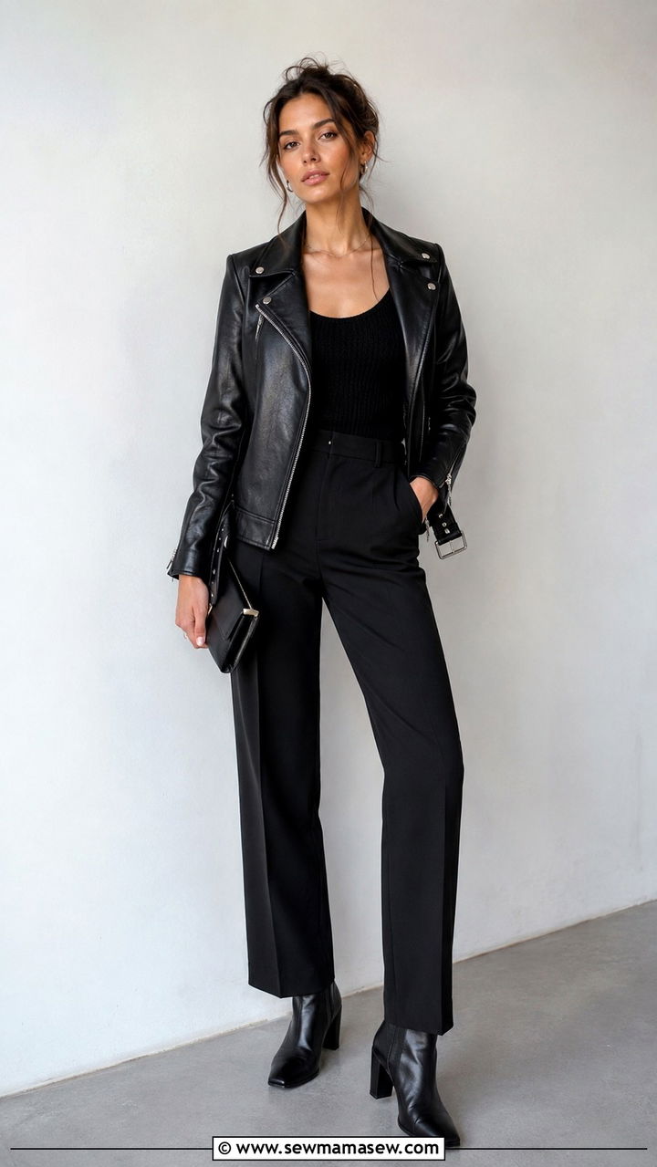 All Black Leather Jacket Outfit - 30 Spring outfits with leather jacket