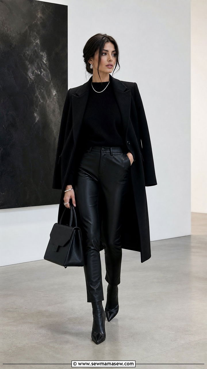 All Black Leather Pants Outfit Monochrome - 35 Leather pants outfit ideas