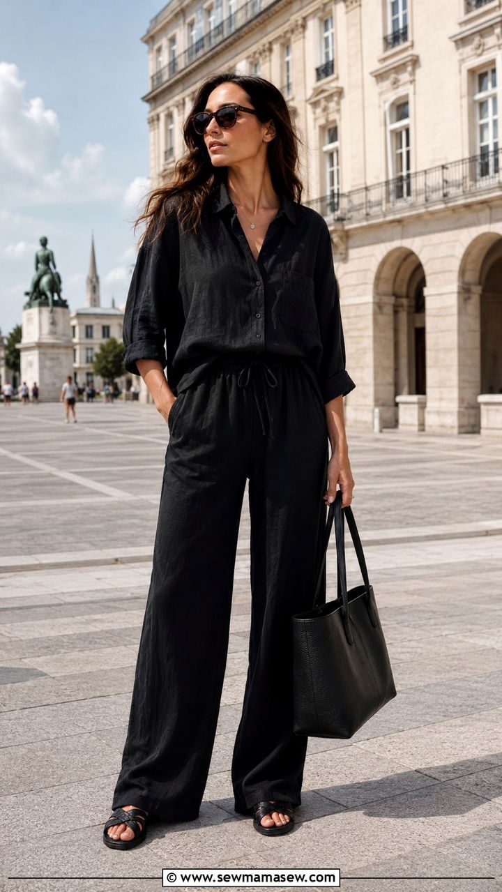 All Black Linen Co Ord Mysterious Summer Outfit - 30 Mysterious summer outfit ideas
