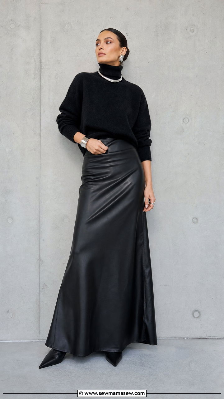 All Black Maxi Skirt Monochrome Look - 35 maxi skirt outfits inspo