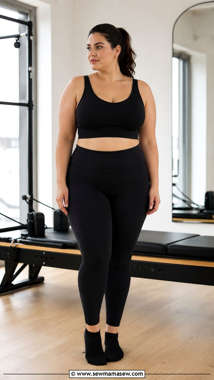 All Black Minimal Pilates Set - 30 Plus size pilates outfit ideas