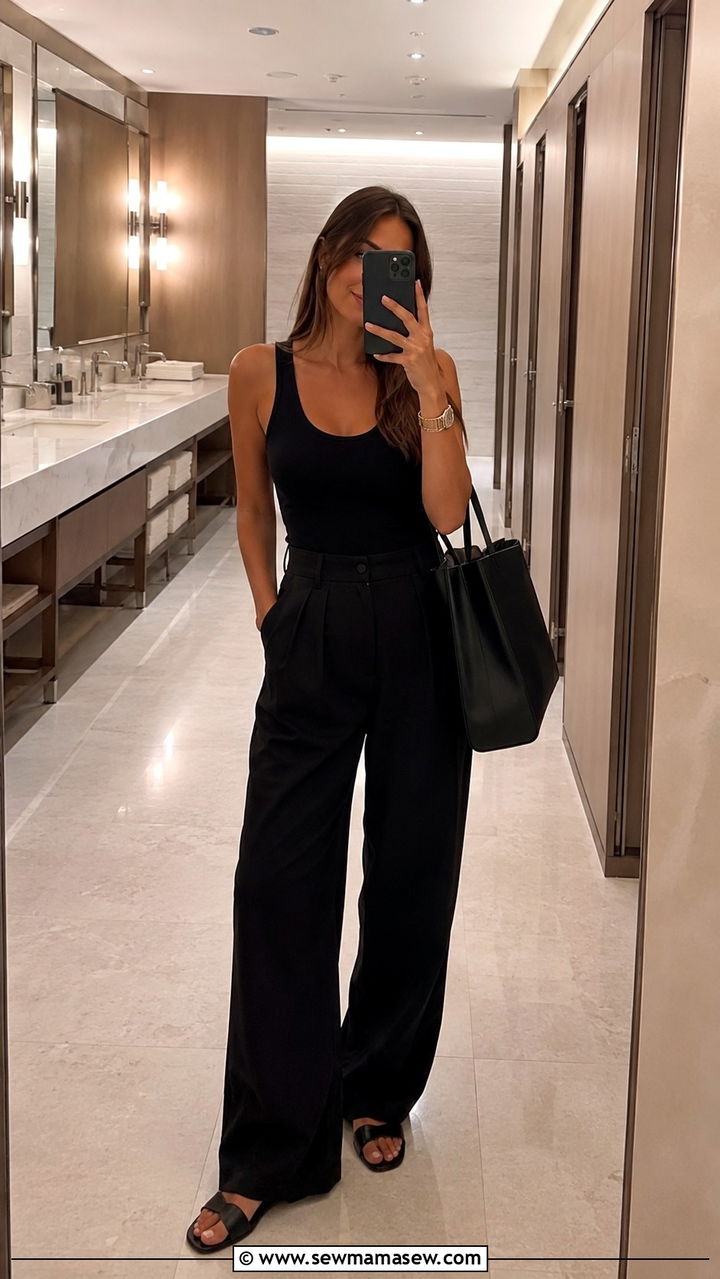 All Black Monochrome Airport Outfit - 25 Airport outfit ideas for international flight summer