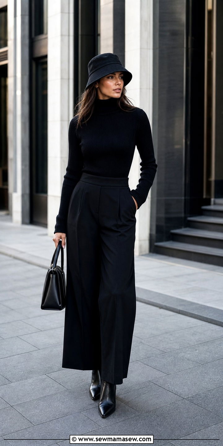 All Black Monochrome Ensemble - 35 Bucket hat outfit ideas