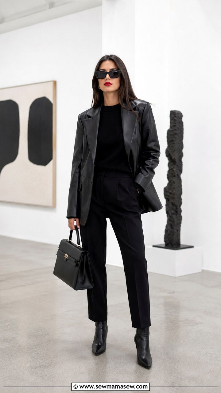 All Black Monochrome Ensemble with Statement Sunglasses - 25 Paris packing list outfits