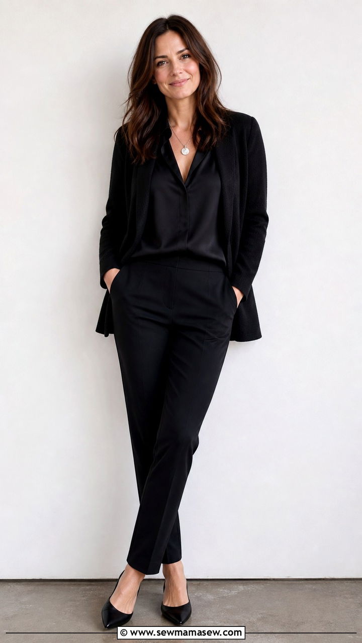 All Black Monochrome Ensemble - 20 Author photo outfit ideas