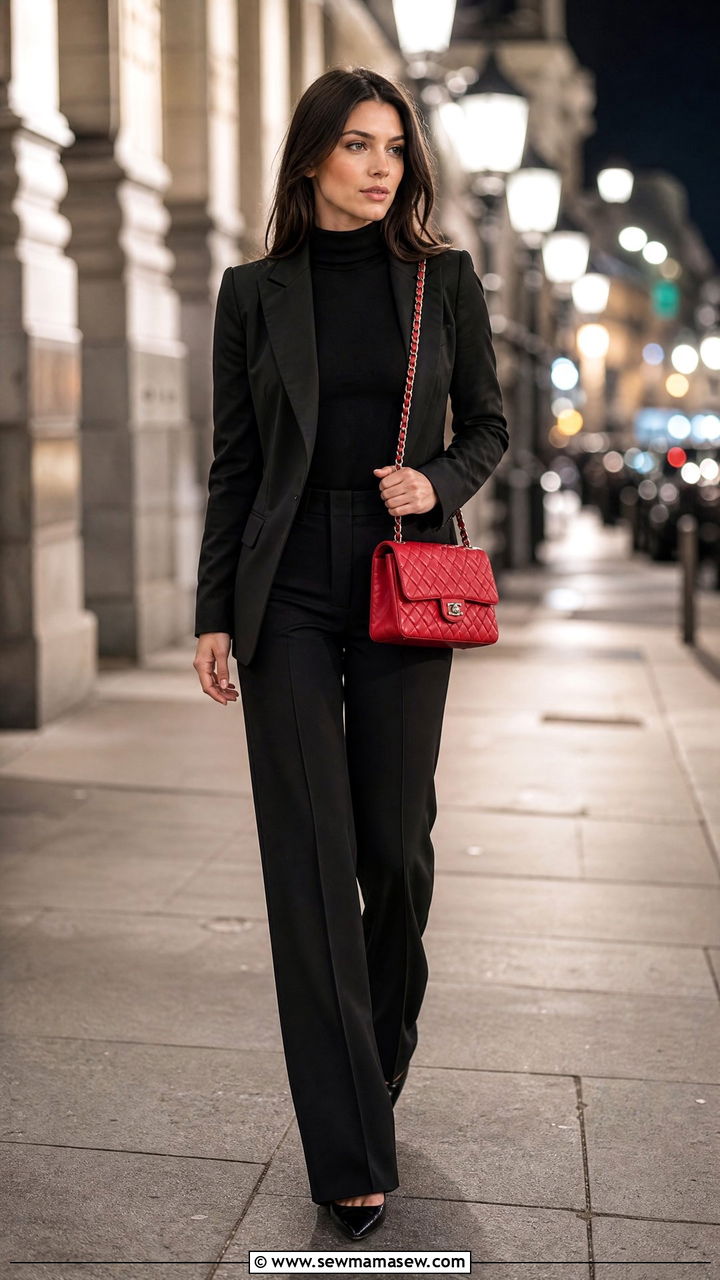All Black Monochrome Outfit With Chanel Bag - 30 French girl outfit ideas with Chanel bag