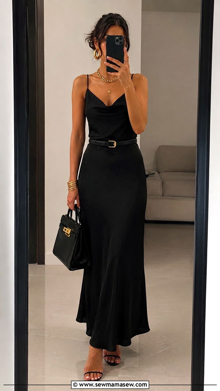 All Black Outfit With Gold Jewelry And Accessories - 30 Monochromatic black outfits