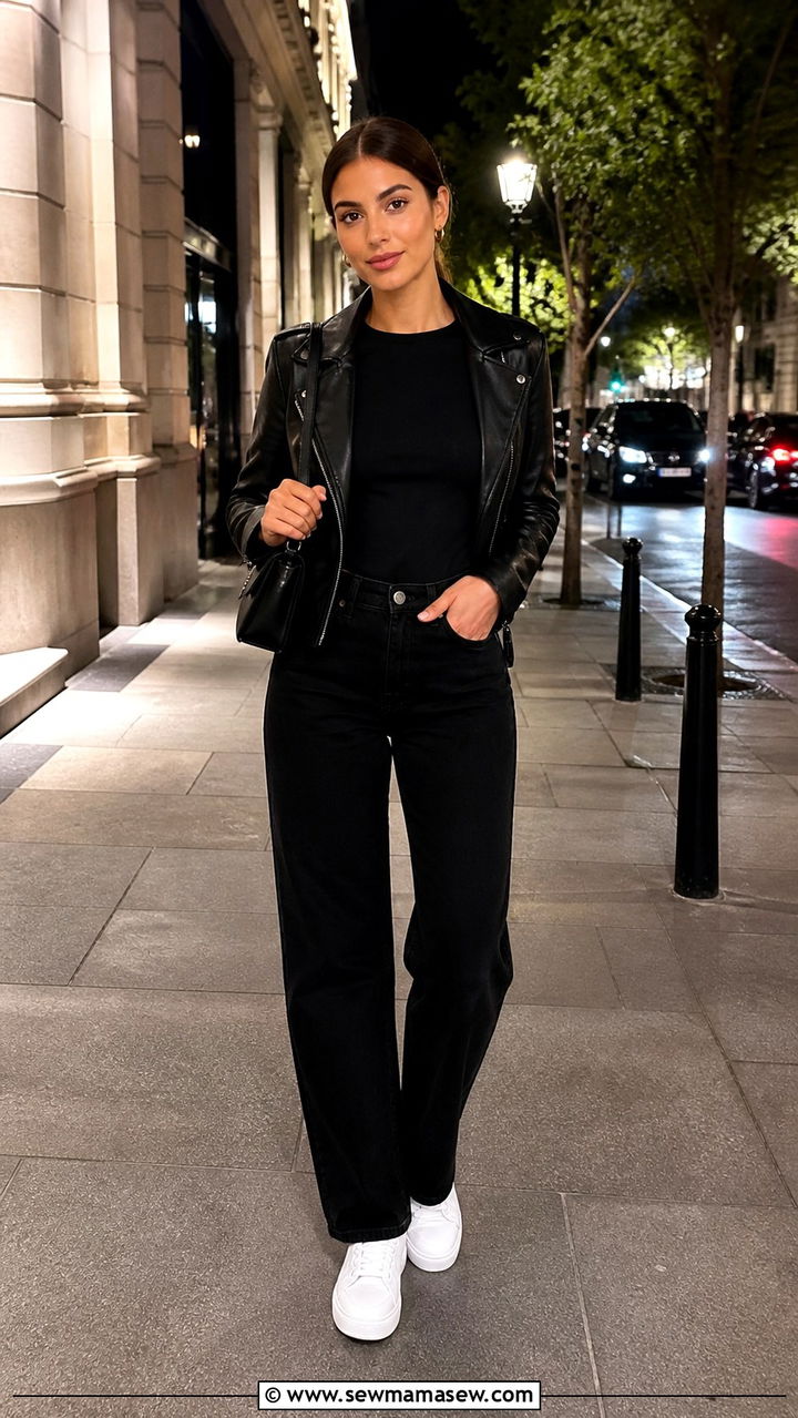 All Black Outfit With White Sneakers - 40 cute sneaker outfits