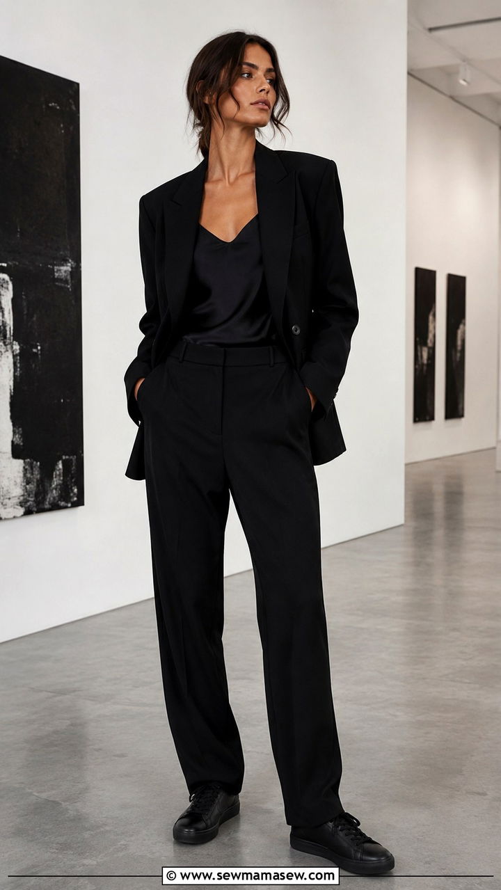 All Black Oversized Blazer Outfit With Sneakers - 30 Oversized blazer outfit ideas with sneakers