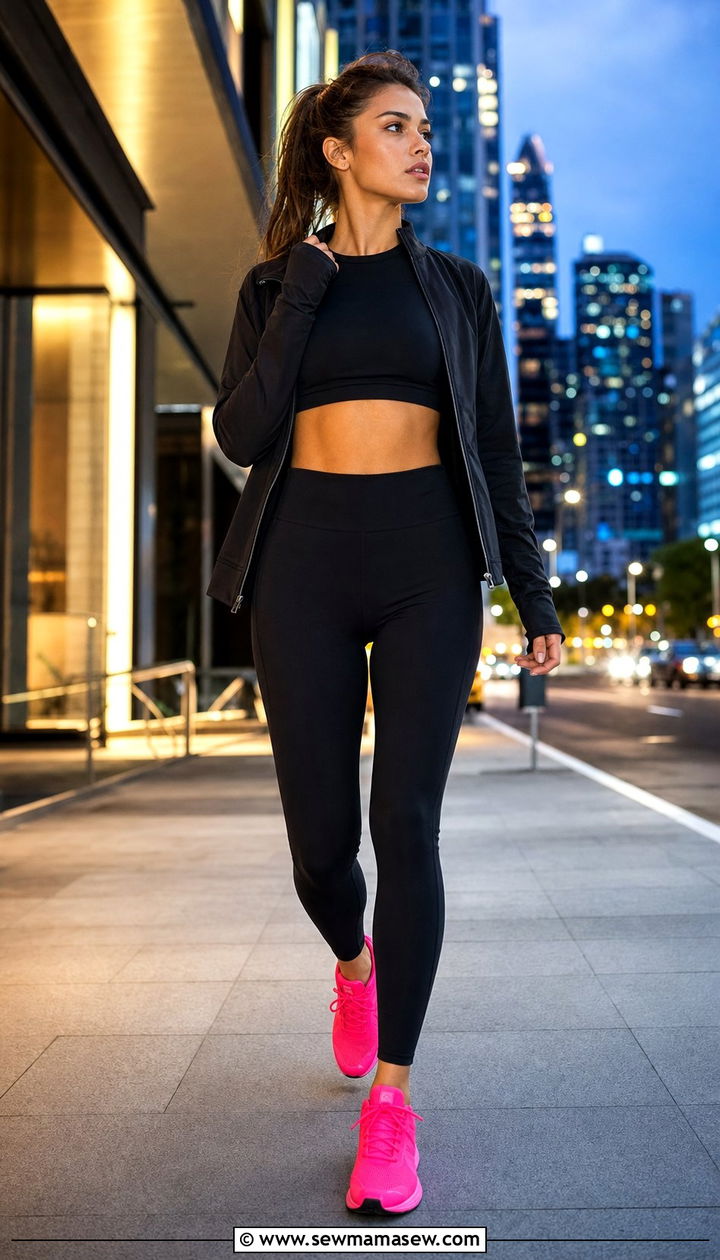 All Black Running Outfit with Statement Sneakers - 25 Sporty chic outfit ideas running