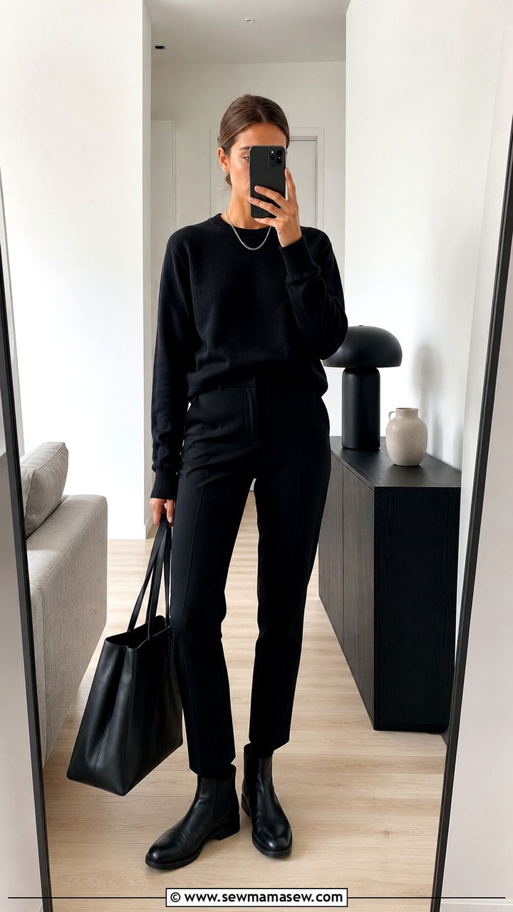 All Black Sweater With Black Trousers - 25 Reporter outfit ideas