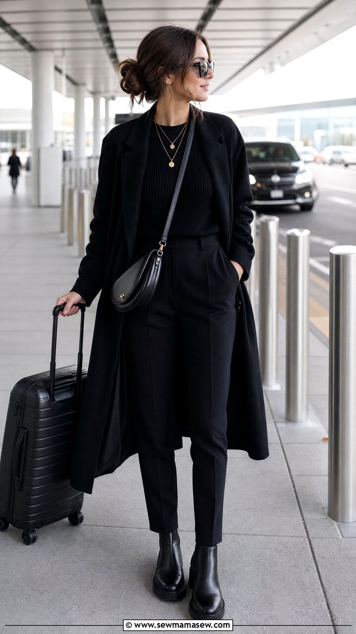 All Black Travel Outfit For Europe - 30 Europe airport outfit ideas
