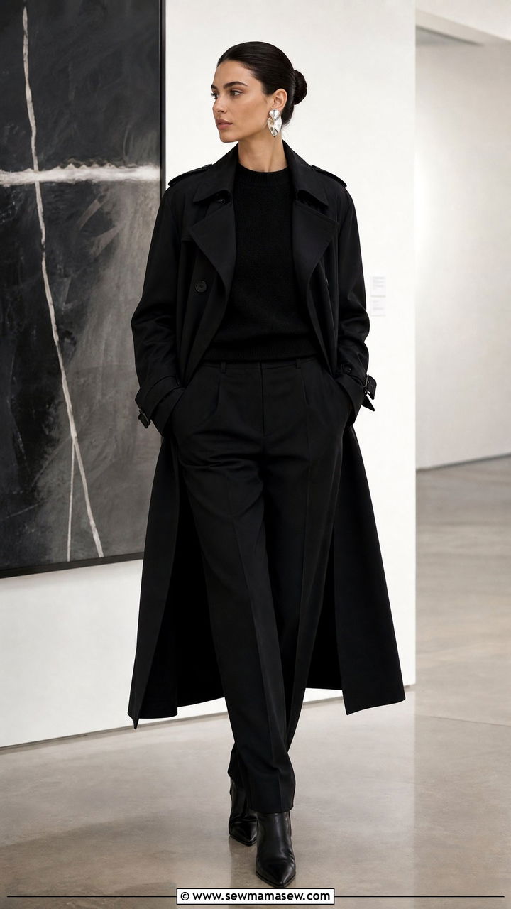 All Black Trench Coat Outfit - 30 chic trench coat outfit ideas